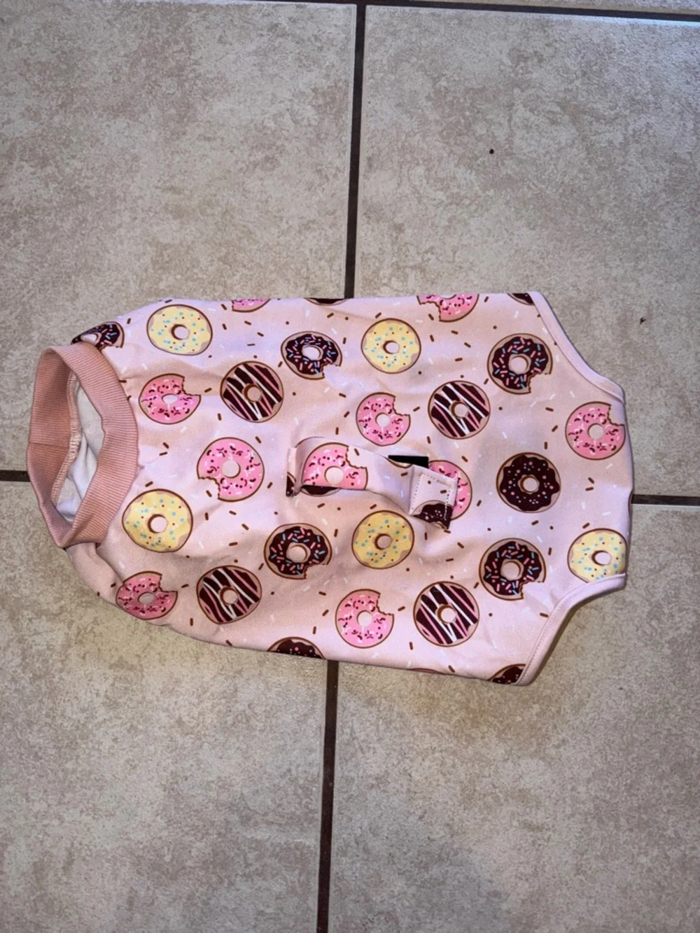 Pink Donut Print Dog recovery pajamas